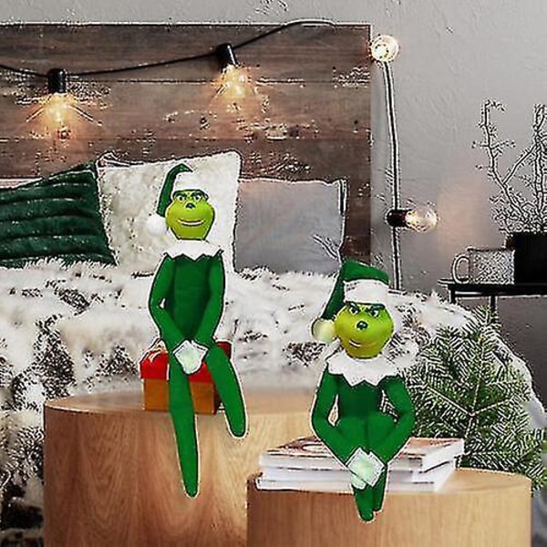 30 cm jouluinen Grinch-tonttunukke Snoop On The Stoop joulu Grinch-juhlatavarat Green