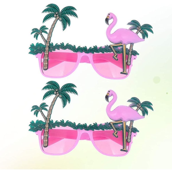 2 st Hawaii solglasögon Kreativa kokosnötsträd Flamingo fotorekvisita Glasögon Glasögon för strand Hawaii fest Sommar (rosa)  (FMY)