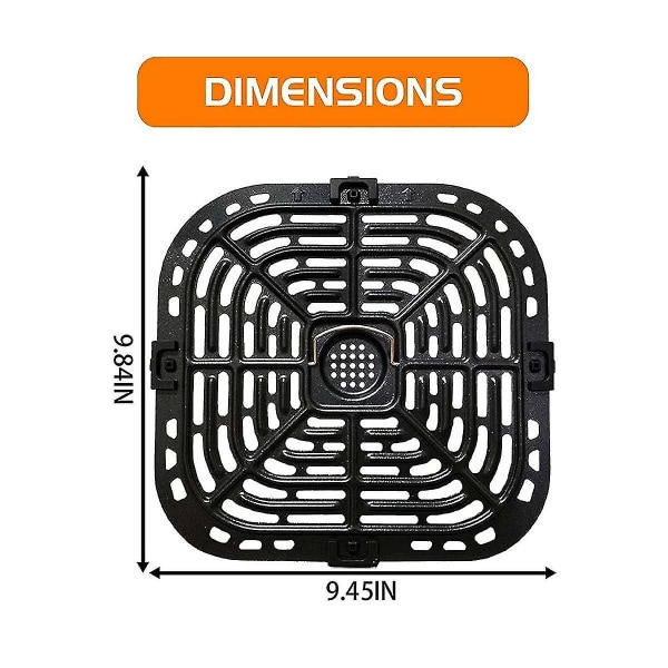 Airfryer Grillplade til Instants Vortex Plus 6QT Airfryers, Opgraderet Firkant Grillpande Bakke Udskiftningsdele[PB] Black