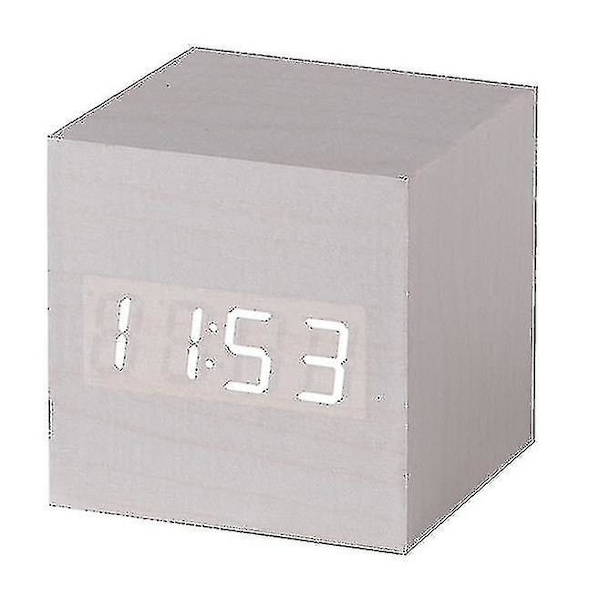 Gingko Cube LED-klickklocka väckarklocka med ljudaktivering (tid, datum och temperatur) Flera färger White white