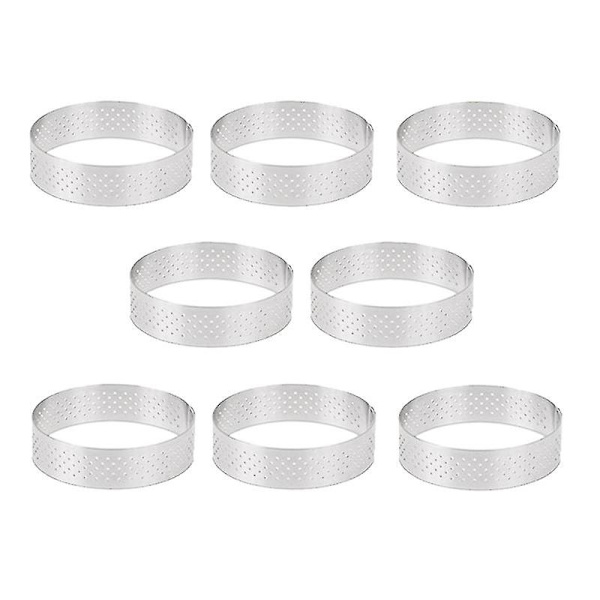 8 st 8 cm Tårtringar i Rostfritt Stål, Franska Dessertmousse, Fruktpaj, Tårtring, Quichekakaform (haoyi