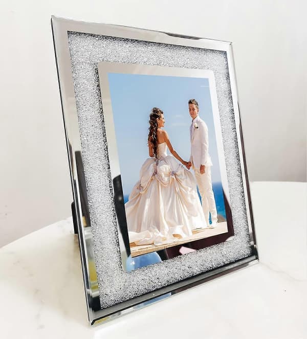 Sølv Glassbilde Ramme, Bryllup Bilde Rammer, Glitter Bilde Ramme, For Baby