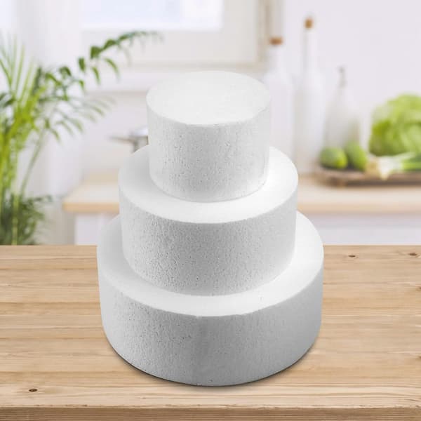 Rund Kage Dummy 4 Tommer / 6 Tommer / 8 Tommer (Kage Dummy Sæt 4 Tommer 6 Tommer 8 Tommer) white
