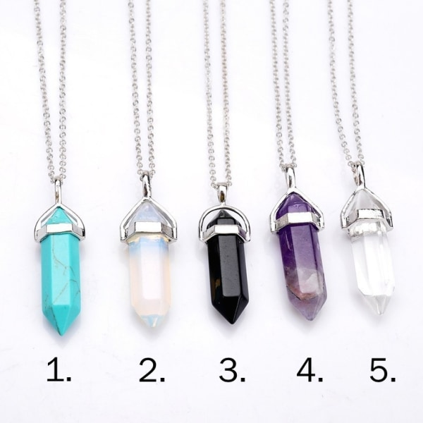 Halskjede - Crystal bullets natur stein glass 2. Vit