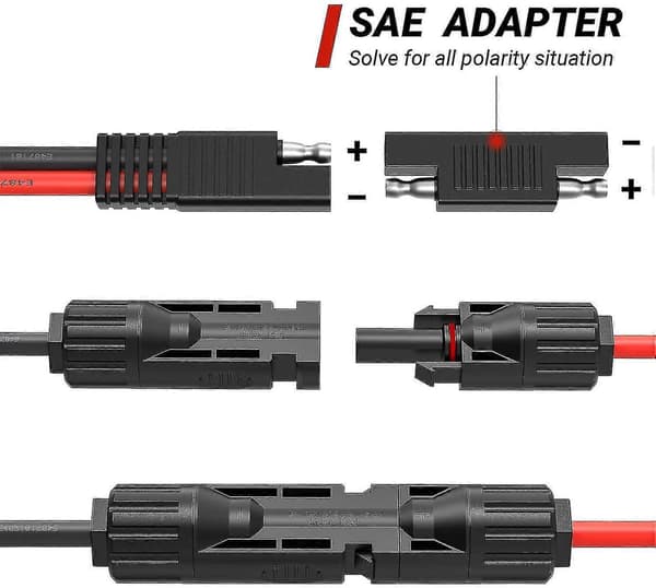 MC4 till SAE Adapter Solpanel till SAE 10 AWG Adapter - 50cm RV Solpanel Batteriladdningskit [DB]