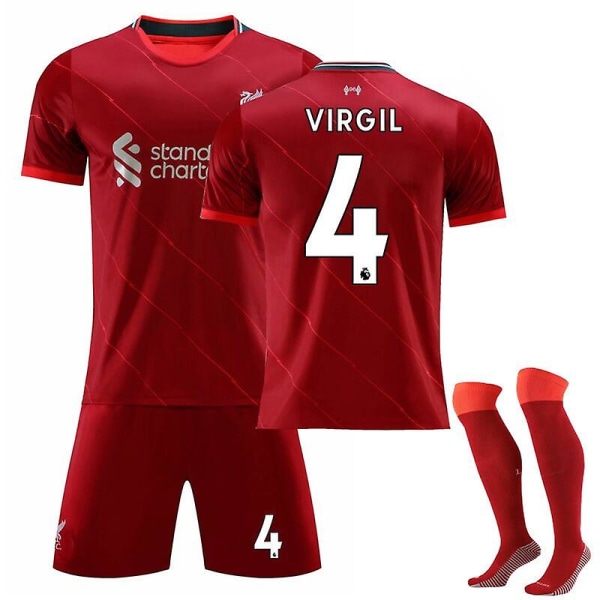Virgil Van Dijk fotbollströja set vuxen herrtröja 2021-1 Kid28(150-160cm)
