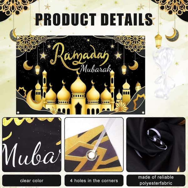 Ramadan Mubarak Baggrund, 180x110cm Ramadan Baggrund Eid Mubarak Banner Eid