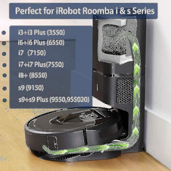 12 Pakker Støvsugerposer til iRobot Roomba I & S Serie I7 I7+/plus-dh