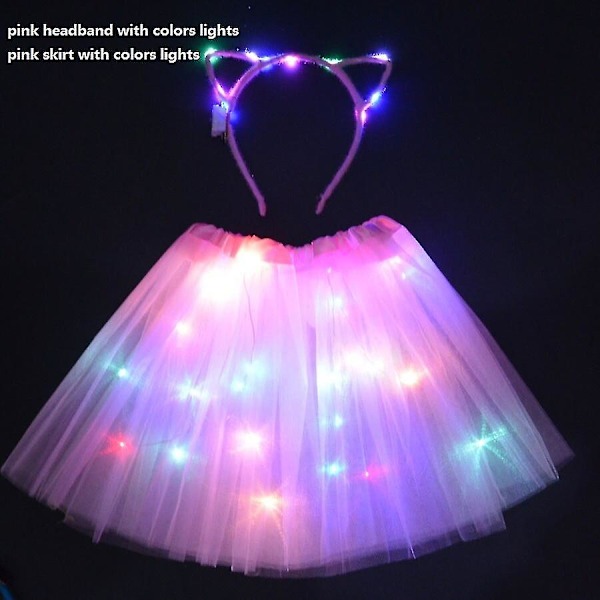 Pige/Kvinde Led Skørt Fe Lys Tutu Glød Katte Kaninøre Krone Hårbånd Fest Gave Fødselsdag Bryllup Kostume Halloween Jul 1 for children