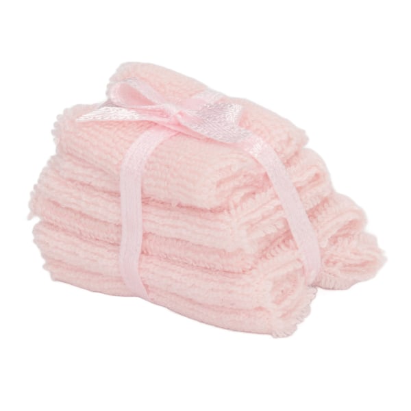 1:12 Scale Miniature Bathroom Towels Decoration Accessories Furniture Model Dollhouse Towel Pile Pink