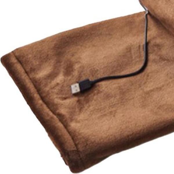 USB Elektrisk Uppvärmd Filt Fleece Bärbar Uppvärmd Pläd Vinter Varm Sjal Coffe 140*80cm