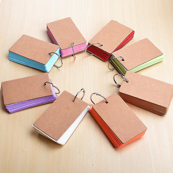 Bærbar Spænde-Binder Noter Flash Cards Memo Pads DIY Blanke Kort Papirvarer [DmS] Kraft paper