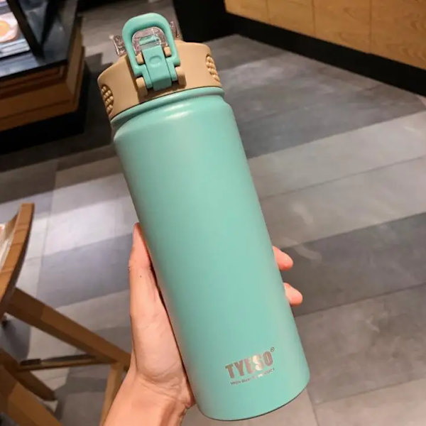 1 st termosflaska med sugrör 530 ml 750 ml thermal i rostfritt stål Bilisolerad kolv Vattentumlare för utomhussporter green 750ml