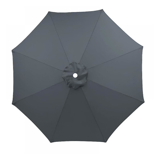 2M Markissparasoll för Uteservering med 6 Stabila Ribbor, Knappstyrning för Lutning/Veva, Utomhusparasoll för Trädgård, Däck, Bakgård, Pool och Strand (Parasol grey