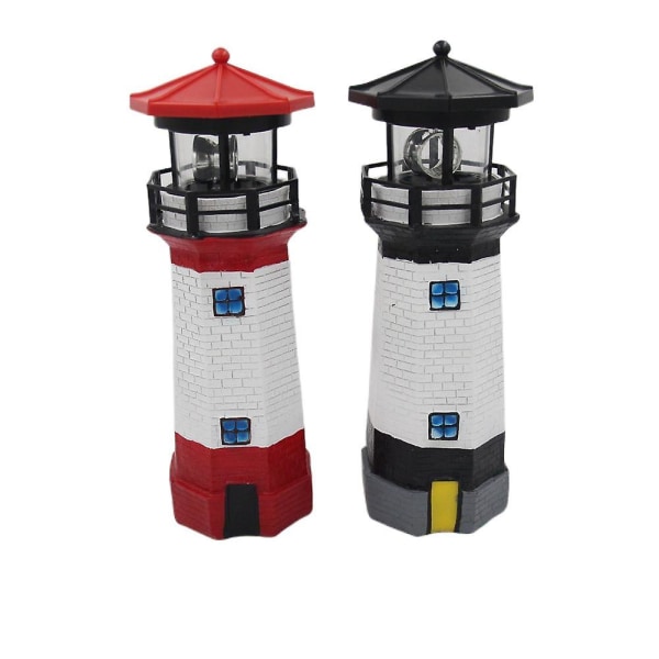 Led Solar Fyr Sensor Beacon Roterende Lampe Statue Have Lys Udendørs LysBY Red