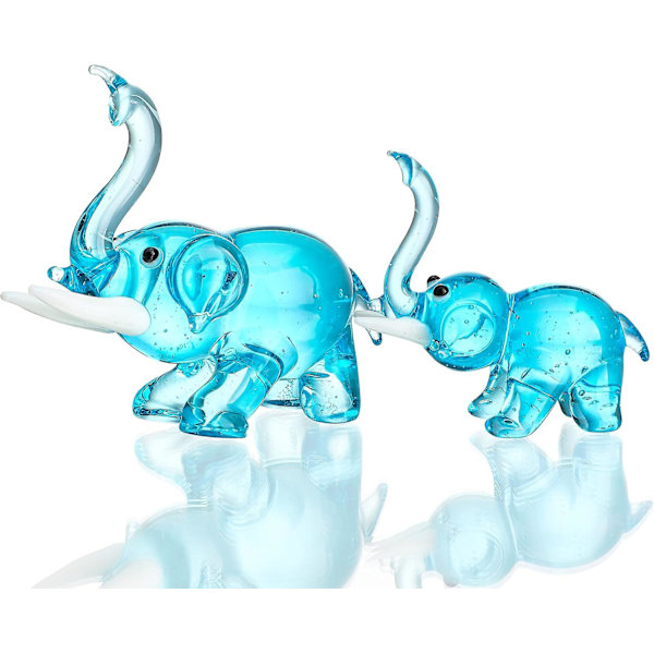 Set med 4 blåsta glasfigurer Vackra igelkottfigurer Handgjorda färgglada glaskonst Djur Samlarobjekt Present Heminredning Elephant