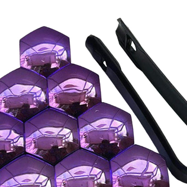 20 stycken bilhjulsmutterlock, rostskyddande fälglock, hjulmuttrar, silver, 17 mm Purple 21mm Optional