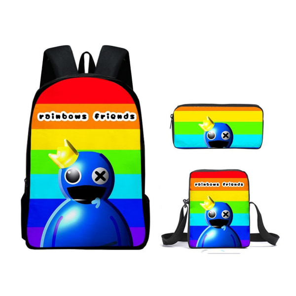 Rainbow Friends -reppu, koululaukku, kynäkotelo ja lounaskassi, kolmiosainen setti