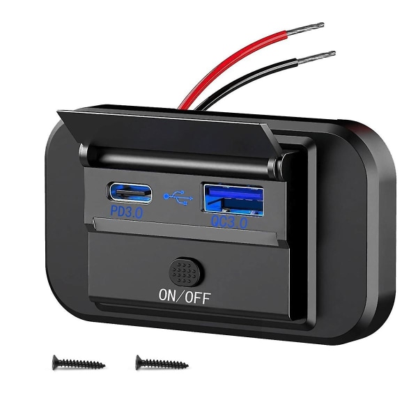 Dual Quick Charge USB QC3.0 ja PD3.0 RV USB-pistorasia 12V USB-laturi Auton USB-portti 12 voltin USB-pistorasia ([HK])