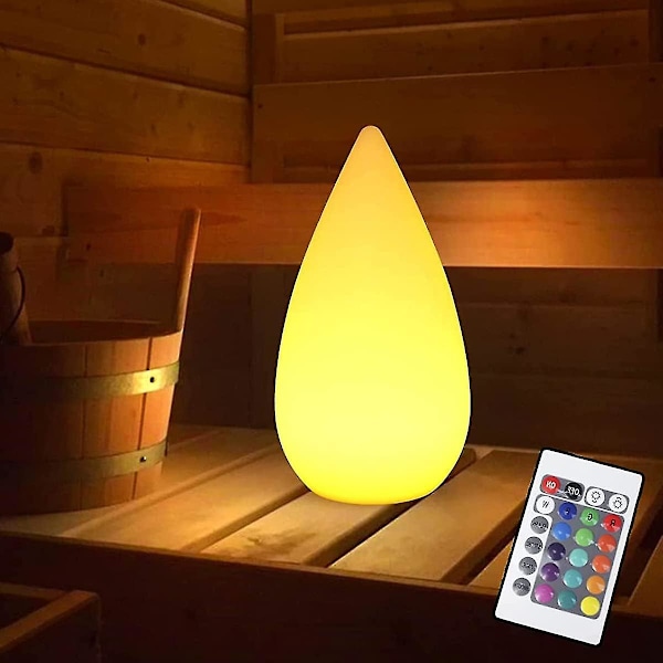 Lampe de Table LED Sans Fil Rechargeable, Lampe de Sauna en forme de goutte d'eau IP54 Lampe de Chevet Dimmable avec changement de couleur RVB, La