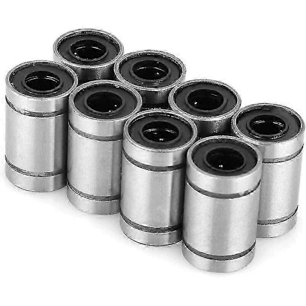 8-pack LM6UU 6mm linjära kullagerbussningar för 3D-skrivare CNC-delar, tillverkade av högkvalitativt stål för lågt ljud och lång livslängd