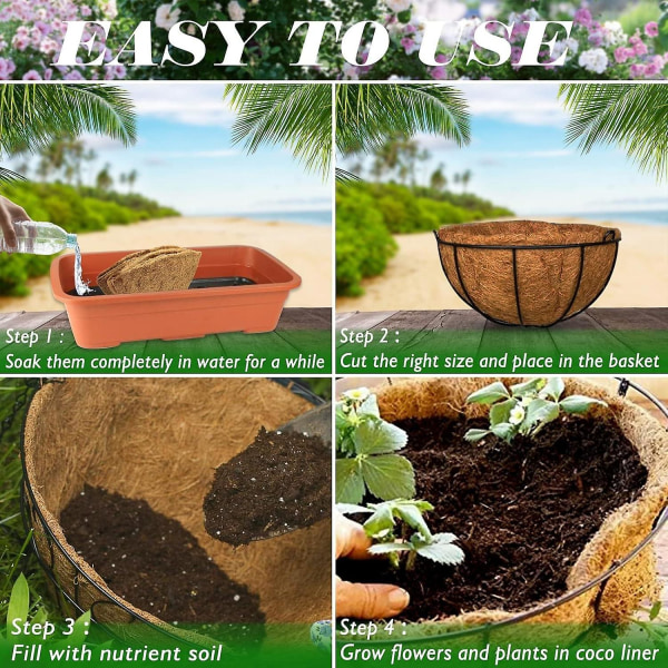 3-pack Hängande Korg Kokosfoder Väggmonterad Kokosfoder Tråg 100% Naturliga Växtfibrer Foder Utomhus Planteringsfoder Kokosfibrer Planteringsfoder 14 inch
