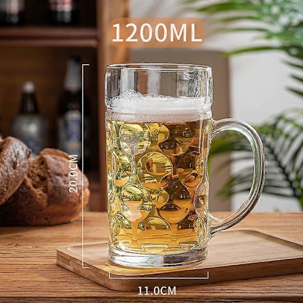Klassiset oluttuopit, lasikannu, vanhan pubin tyylinen oluttuoppi kahvalla, olutkannu kuopilla 1200ml