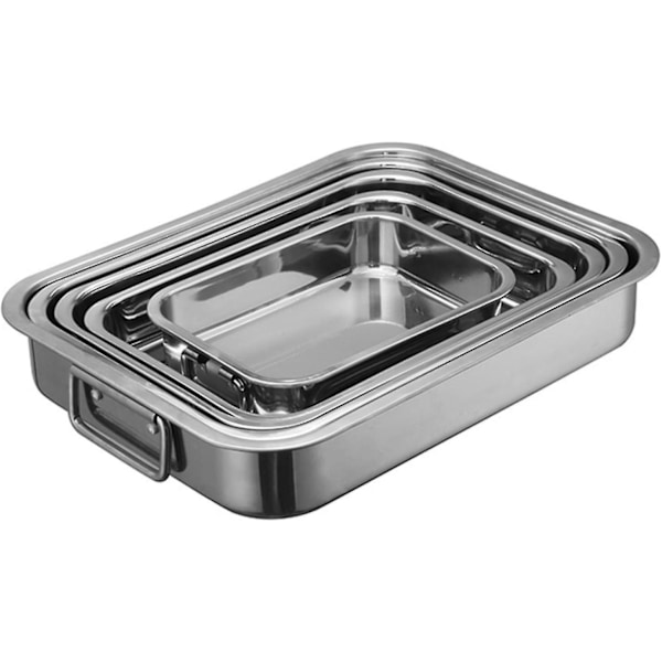 Ruostumattomasta teräksestä valmistettu uunipannu ritilällä Paistovuoka Pelti Tarjotin Keittiöastiat Paistinpannu - q36/YY 36*26*6CM