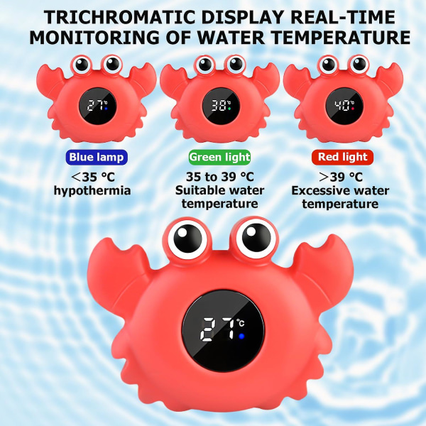 Baby Badetermometer, Badevandstemperaturmåler, Led Badetermometer, Baby Badelegetøj, Baby Bad og TermometerBY Red Crab