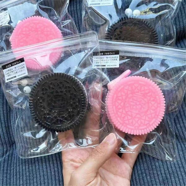 Keks-Squishy-Kex Stressavlastande Leksak, Klämma Sandwich Simulation Decompression Leksak Black