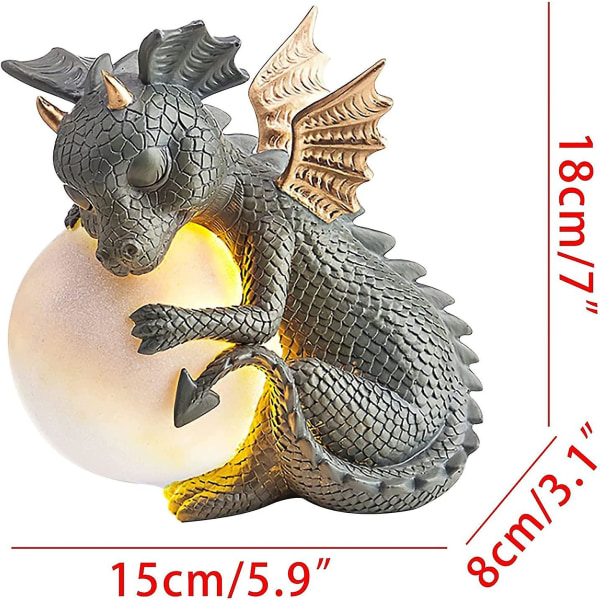 Ln-drage-statue hagefigur med solcelledrevne LED-lys - Utendørs dekorasjon for patio, plen, hage og hage