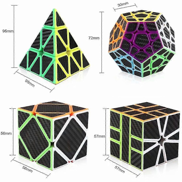 Karbonfiber Speed Cube Sett 3x3 Pyramide Megaminx 3x3x3 Skewb Square-1 Speed Cube Pakke