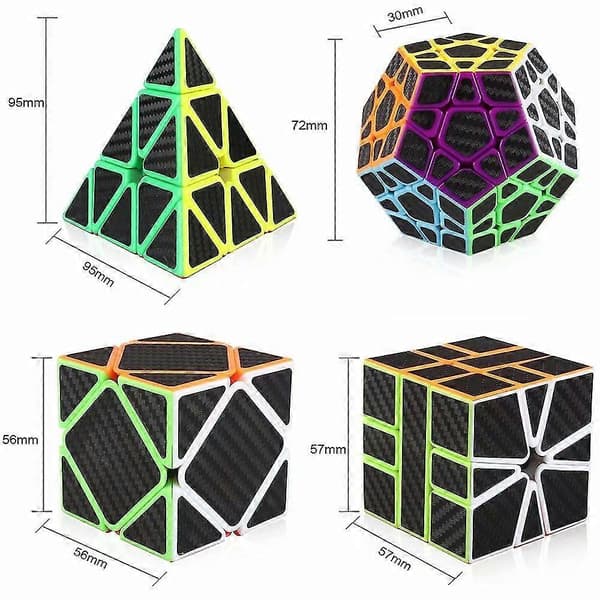 Kulfiber Speed Cube Sæt 3x3 Pyramide Megaminx 3x3x3 Skewb Square-1 Speed Cube Bundtpakke