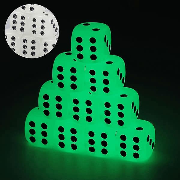10 stk Mahjong Sæt Håndlavede Terninger Glødende Terninger Sorte Prikker Terninger Halloween Terninger Black 1.6X1.6cm