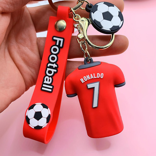 Charm Keychain Wallet Argentina Lionel Messi Cristiano Ronaldo 2024 World Cup Soccer Star Jersey Doll(size 7 Red)