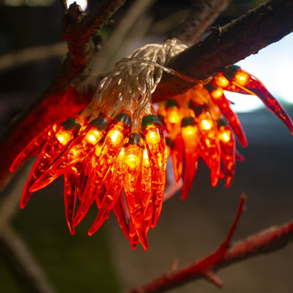 40 Red Chilli Pepper Battery Operated LED Fairy Lights