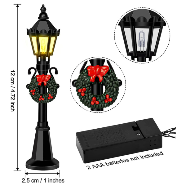 4 stk. Jule Mini Gadelampe Modeller Dukkehus Gadelampe Miniature Landsby Sti Lanterne Pæl til DIY Mikro Landskab Fe Have Tilbehør