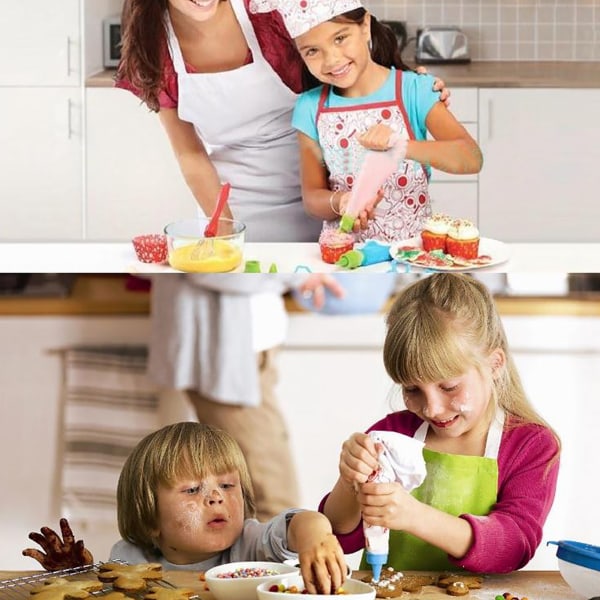 Barnkockuppsättning DIY matlagning bakning kostym leksaker set låtsas lek kläder förkläde handske hatt spis