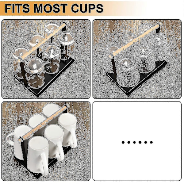Flaskeholder til Sodastream, Stativ for 6 Flasker, Dryppstativ, Flasker, Metallisk Avrenningsstativ, Flasker, Koppbærer med Dryppbrett for Flasker og Kopper (svart)