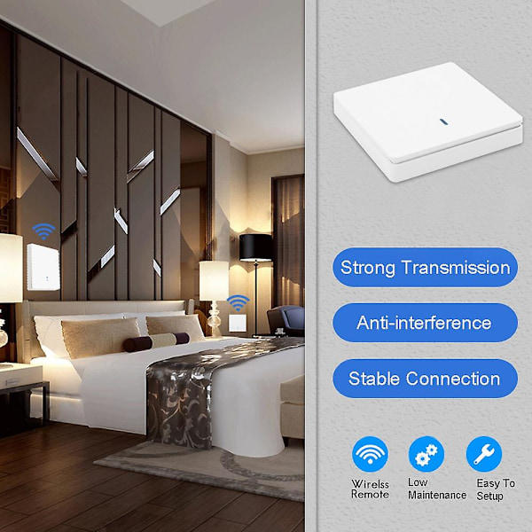 Trådlös Smart Ljusbrytare RF 433MHz Belysningskontroll Intelligent Brytare AC 90-250V 10A Modul (1 White