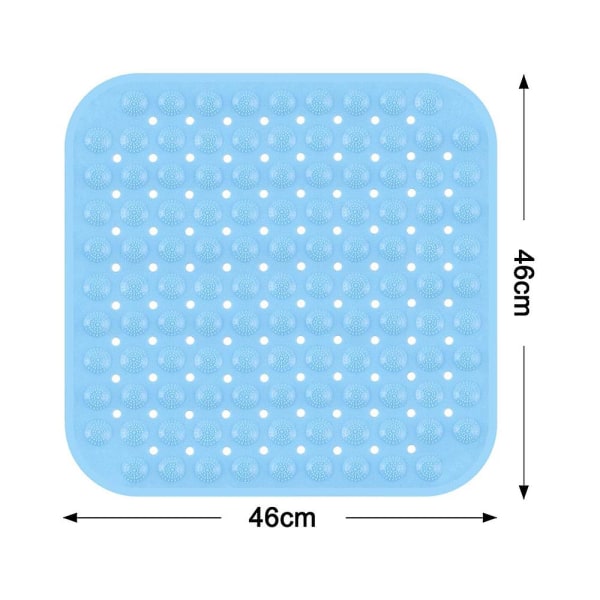 Brusebade måtte, 46*46cm skridsikker bruseindsats antibakteriel bademåtte, bruse skridsikker måtte med sugekopper, maskinvaskbar badekar måtte Blue