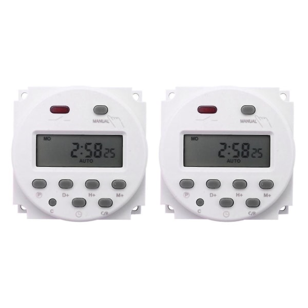 2x Ny LCD Digital Kontrol Power Programmerbar Timer DC 12V 16A Tidsrelæ Switch