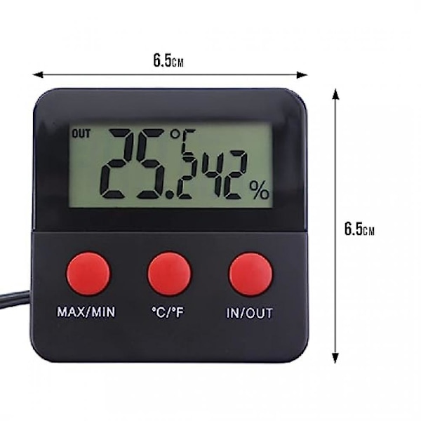 Digitalt termometer og hygrometer med eksterne sonder - Terrarium Reptil Hygrometer Thermo Humidor Tank Cage Inkubator Klekkeri Innendørs Utendørs