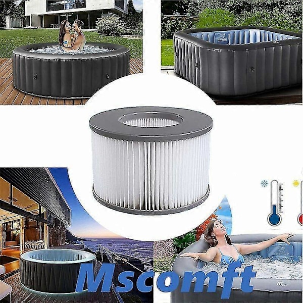 Sæt med 6 filtre til oppustelige Mspa-whirlpools, 106cm - 6 udskiftningsfilterpatroner til oppustelige Mspa-whirlpools