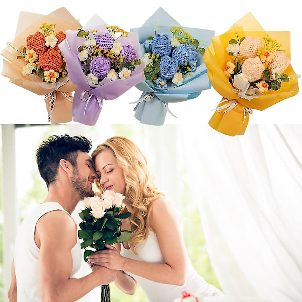 Moderne og smukke håndvævede garnbuketter til gavegivning Yellow yarn bouquet