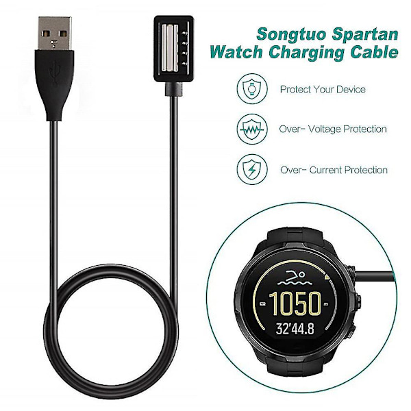 Oplader Kompatibel med Suunto 9, D5, Spartan Ultra Hr, Spartan Magnetisk USB Opladningskabel 100cm  (FMY)