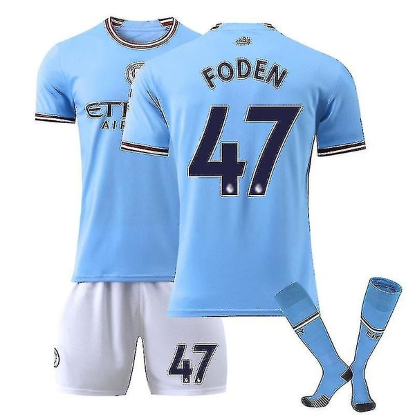Haaland 9 Jersey Hemma 2022-2023 Ny säsong Manchester City Fc Fotboll T-shirts Set 22 23 Foden 47 Kid22(120-130cm)