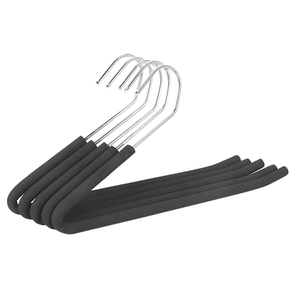 Open End Trouser Hangers Slack Hanger With Non-slip Foam Coated Black 5-pack - H