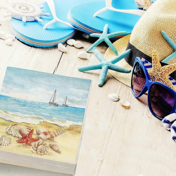 100 stk. Servietter med nautisk strandtema, sommer, 3-lags engangspapir