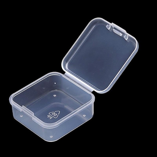 48st liten genomskinlig låda Klar plastförvaringslådor Behållare med lock Tom gångjärnsfodral för pärlor DIY Craft smycken A 4.3x4.3x2 cm